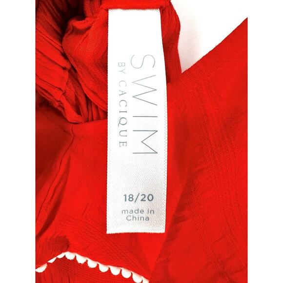 Cacique Swim Orange Maxi Swim Suit Cover up Dress Sz 18/20 Colorful Boho Beachy - Picture 4 of 7